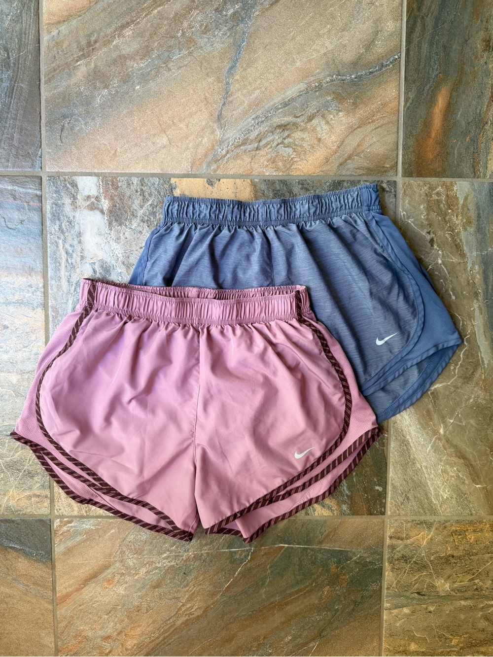 LOT OF 2 Nike Dri-FIT Tempo Running Shorts Mauve Pink Heather Blue Medium M